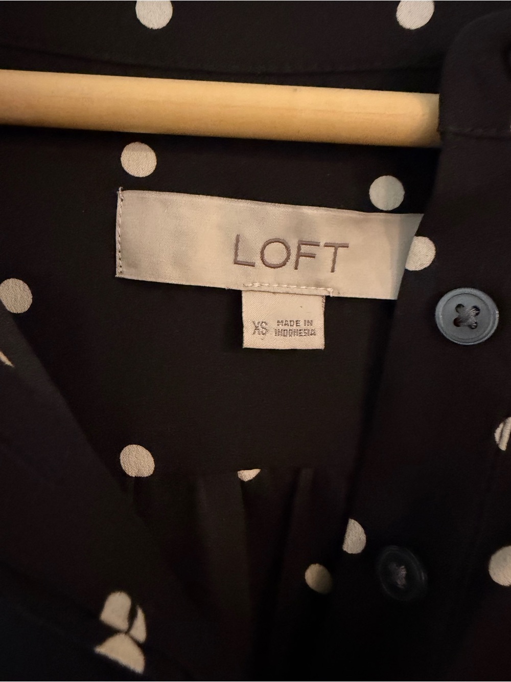 LOFT Black Polka Dot Long Sleeve Shift Dress - Picture 4 of 5
